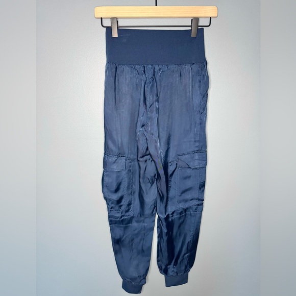 Cinq à Sept Navy Blue Gilles Satin Joggers | Size XS - Picture 3 of 7